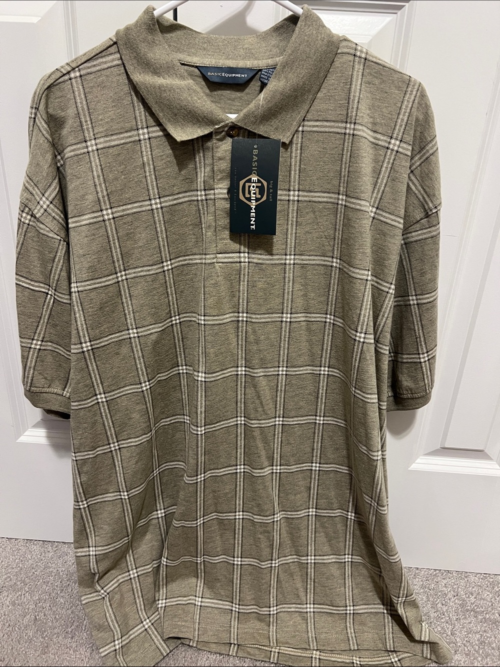 Equipment Olive Plaid Short-Sleeve Polo